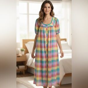 Model Goat Colorful Plaid Women's Nightgown